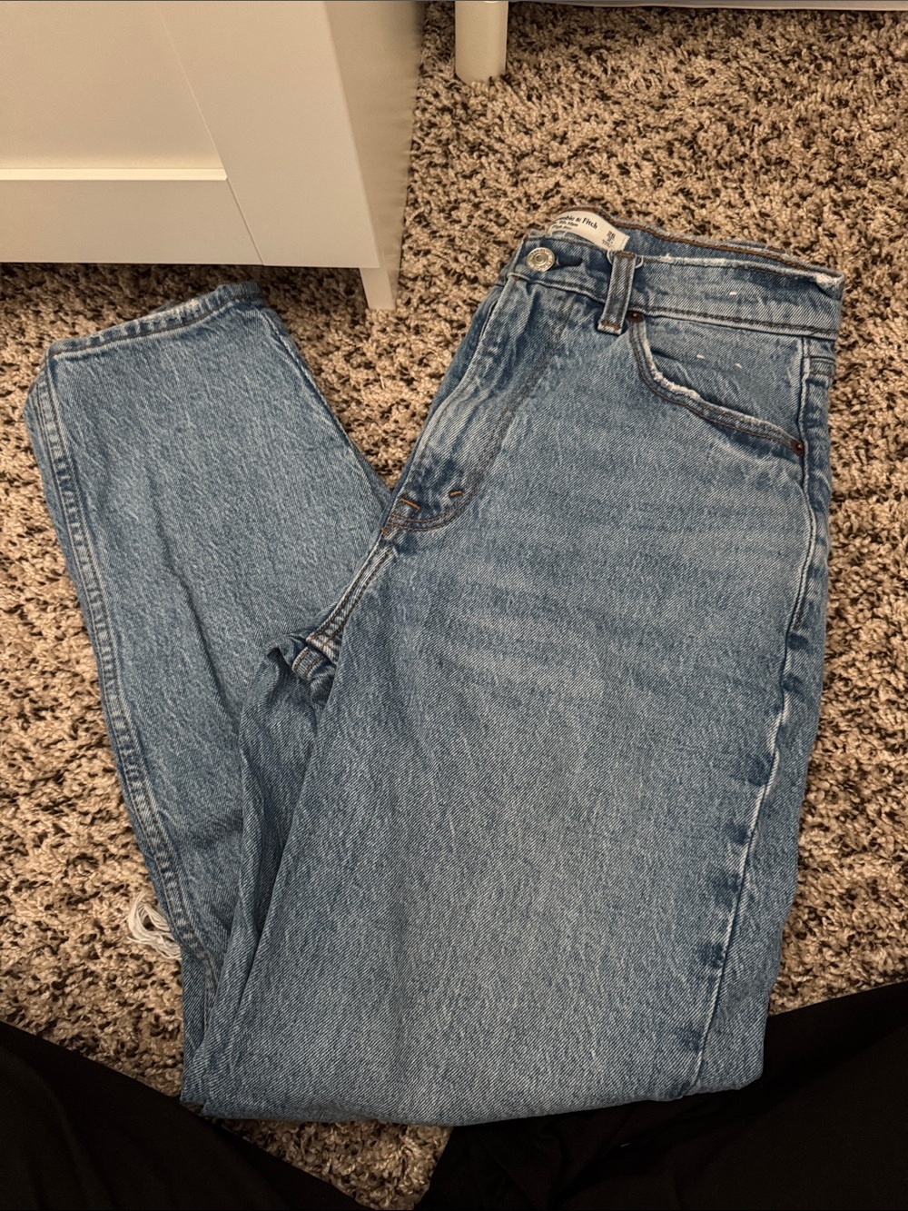 Abercrombie & Fitch Women's Straight Leg Jeans in Light Blue Wash